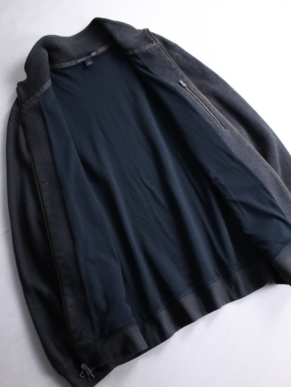00s BANANA REPUBLIC double zip knit darkgray