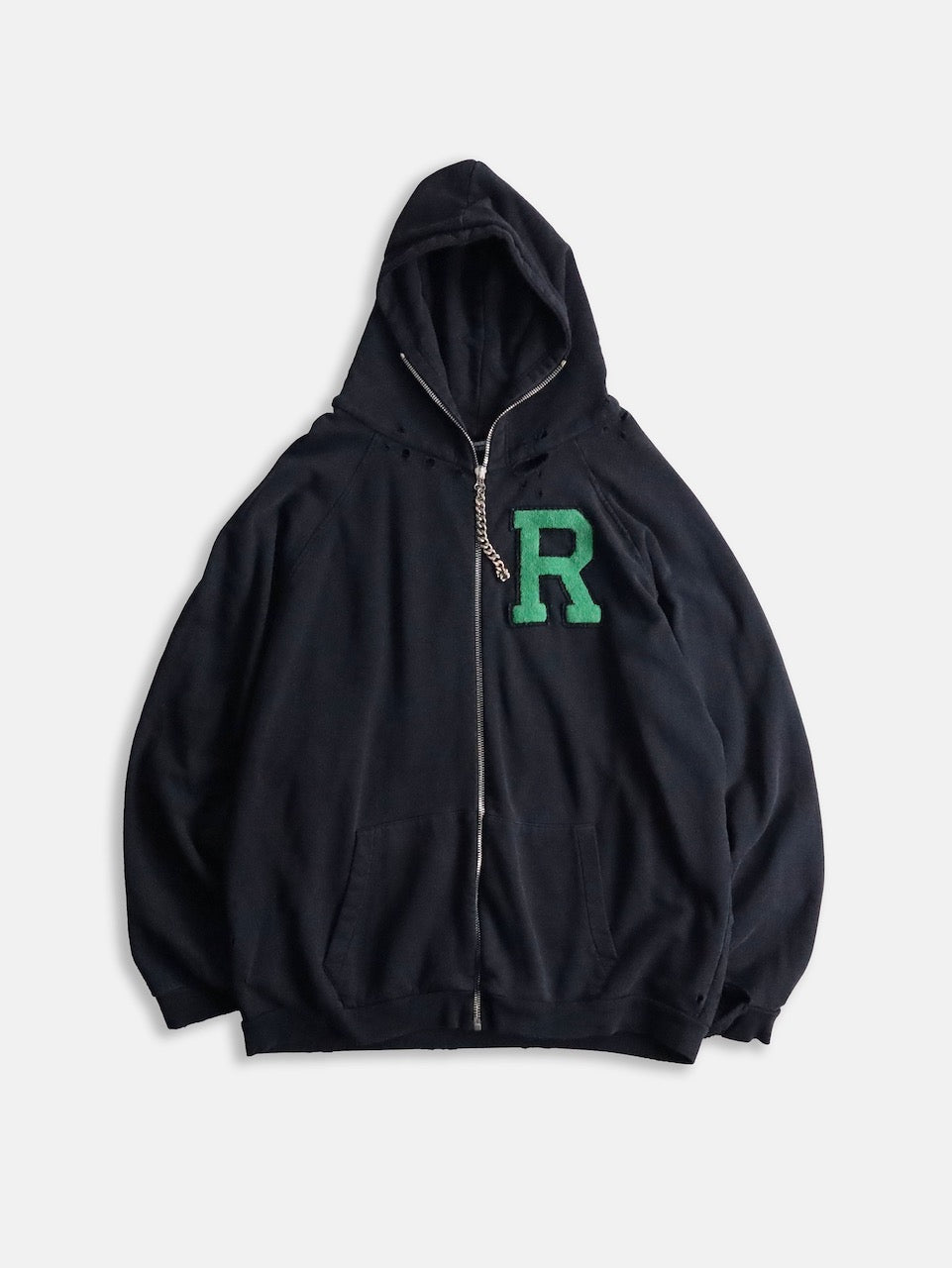 RAF SIMONS badge and print oversized zip hoodie black