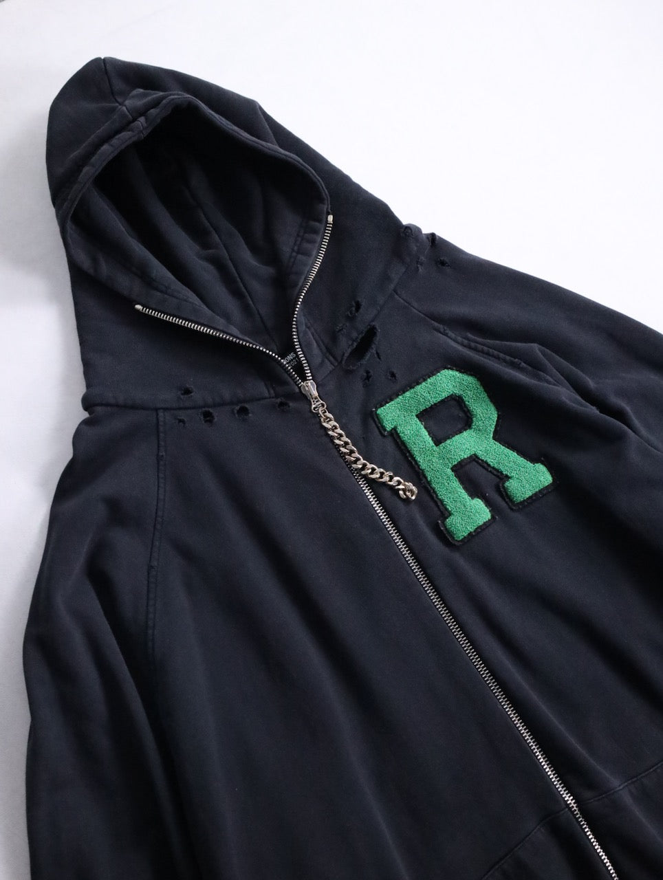RAF SIMONS badge and print oversized zip hoodie black