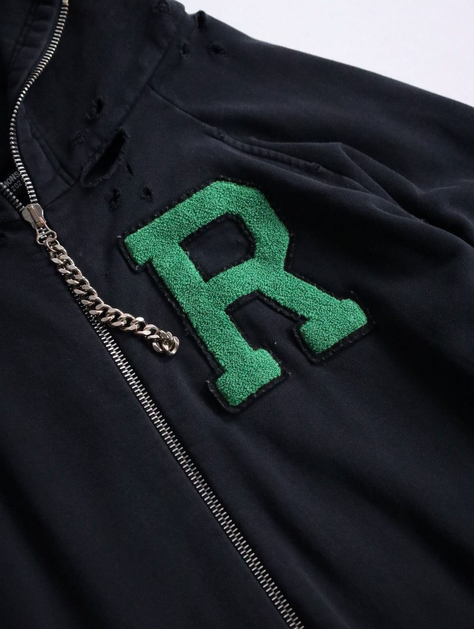 RAF SIMONS badge and print oversized zip hoodie black