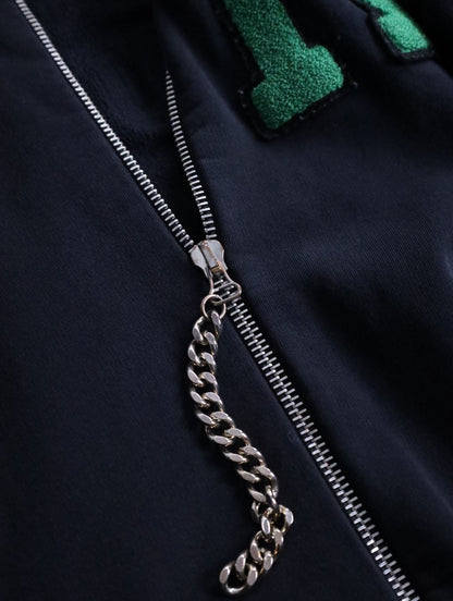 RAF SIMONS badge and print oversized zip hoodie black