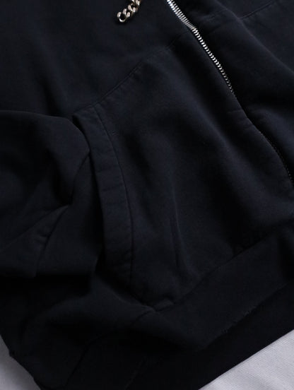 RAF SIMONS badge and print oversized zip hoodie black