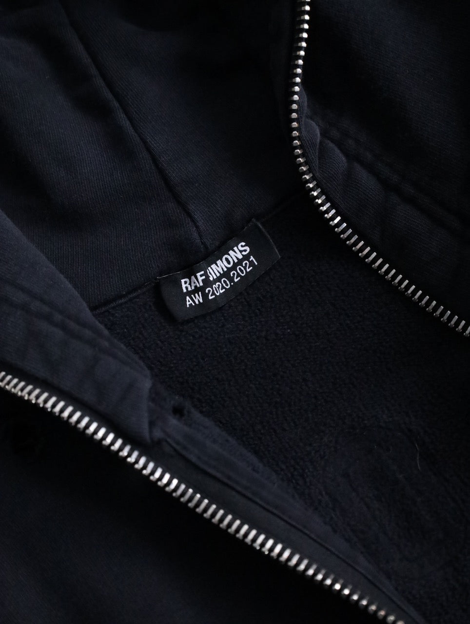 RAF SIMONS badge and print oversized zip hoodie black