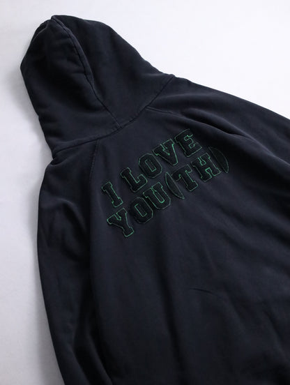 RAF SIMONS badge and print oversized zip hoodie black