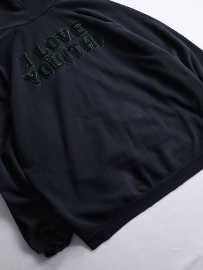 RAF SIMONS badge and print oversized zip hoodie black