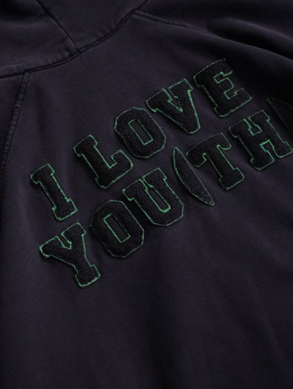 RAF SIMONS badge and print oversized zip hoodie black