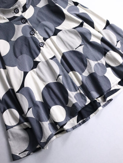 standneck circle design shirtjacket white-gray-black