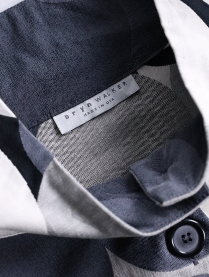 standneck circle design shirtjacket white-gray-black