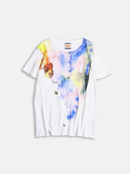 color print design tee white-multi