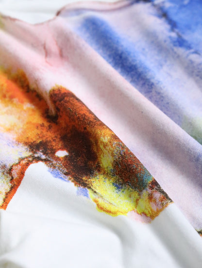 color print design tee white-multi