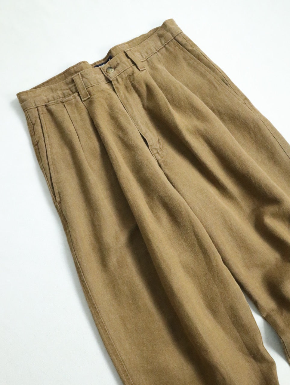 DOCKERS 2tuck linen cotton slacks brown