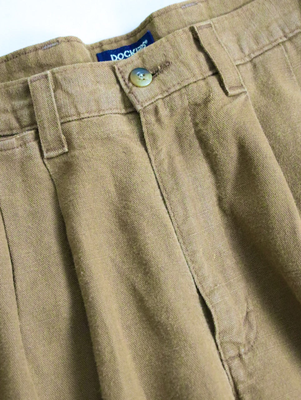 DOCKERS 2tuck linen cotton slacks brown