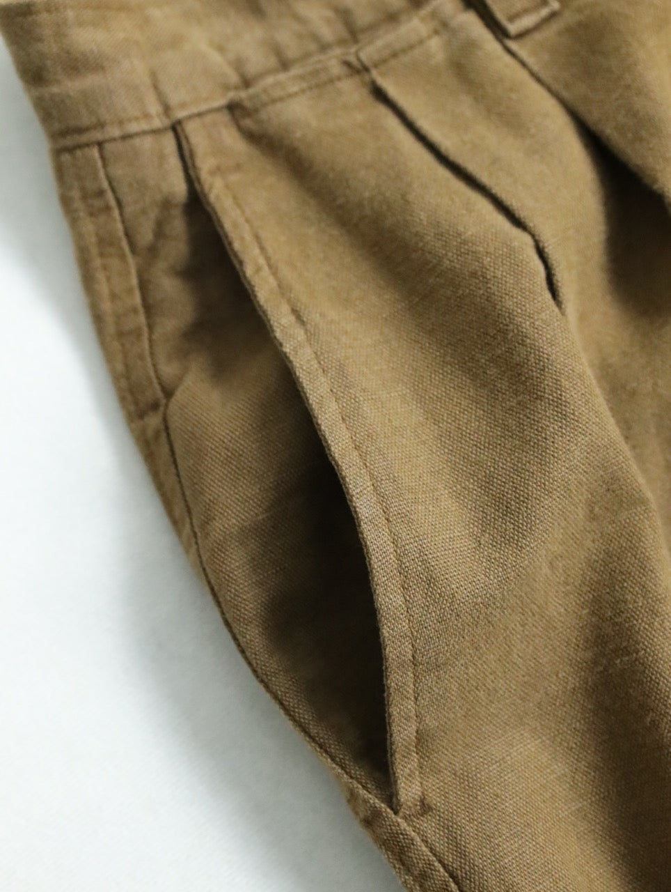 DOCKERS 2tuck linen cotton slacks brown