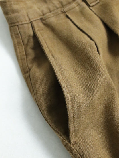 DOCKERS 2tuck linen cotton slacks brown