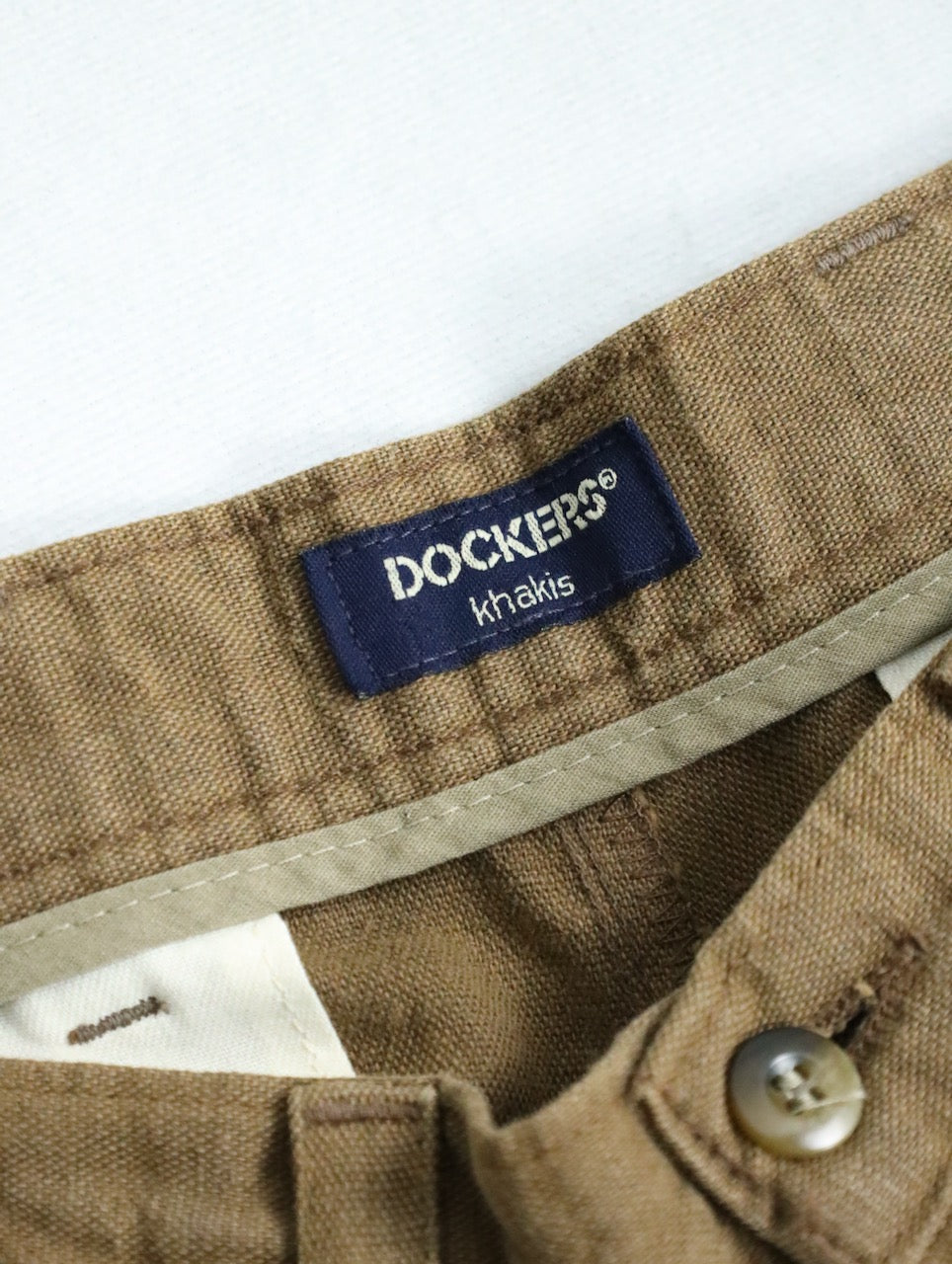 DOCKERS 2tuck linen cotton slacks brown