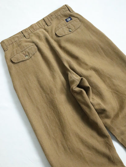 DOCKERS 2tuck linen cotton slacks brown