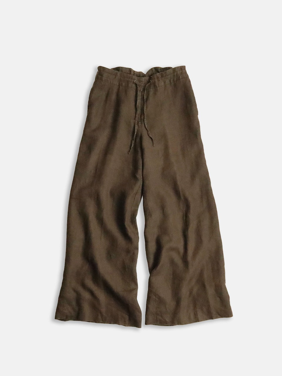 linen drawstring easy pants brown