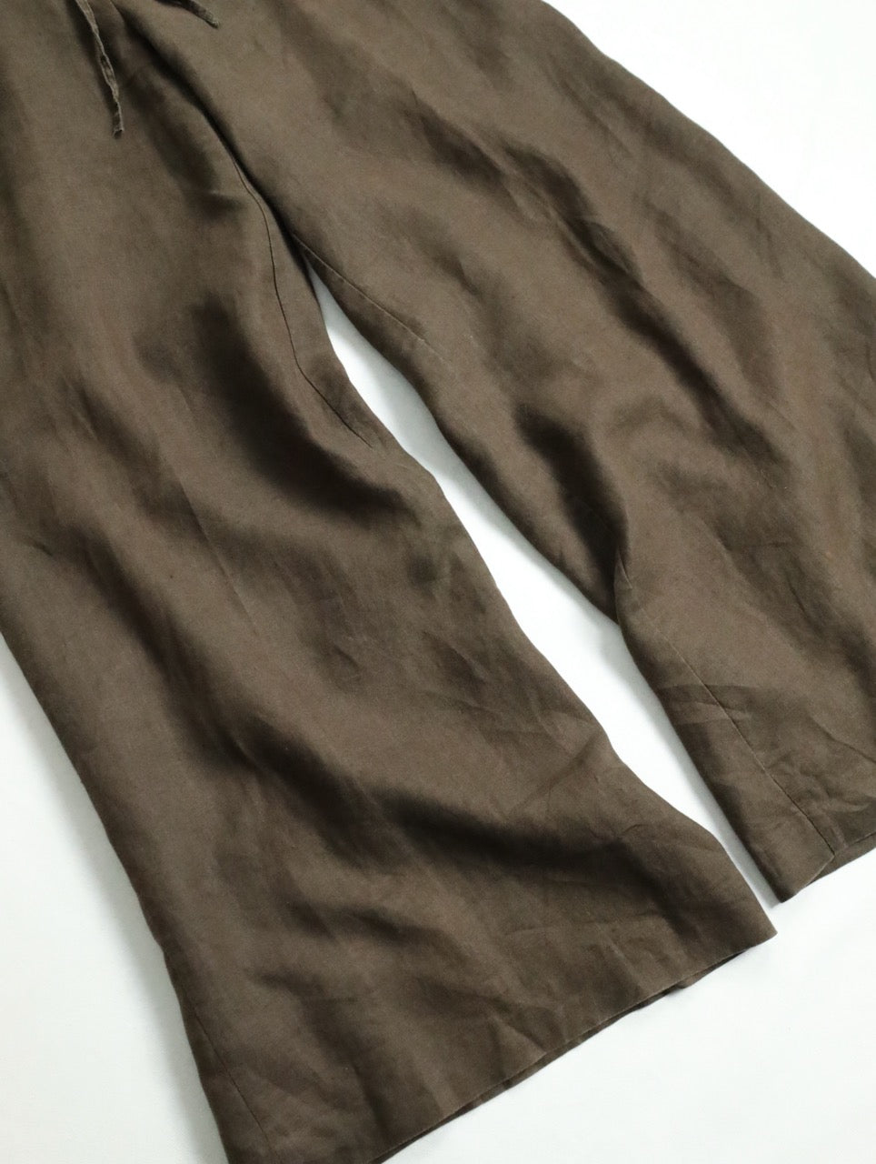 linen drawstring easy pants brown