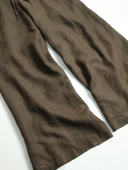 linen drawstring easy pants brown