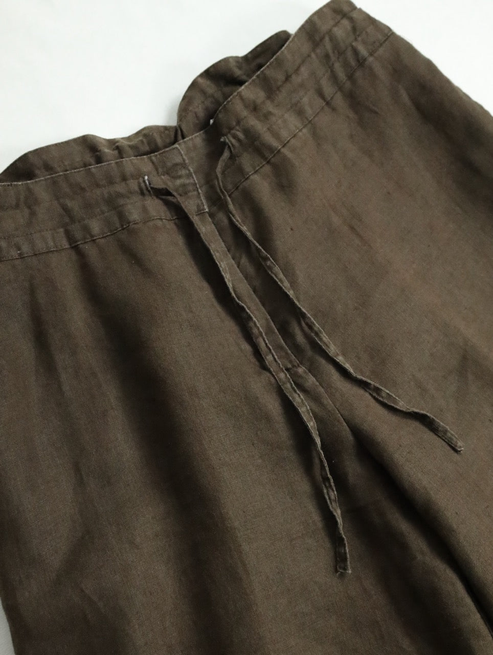 linen drawstring easy pants brown