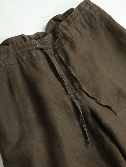linen drawstring easy pants brown