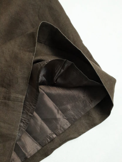 linen drawstring easy pants brown