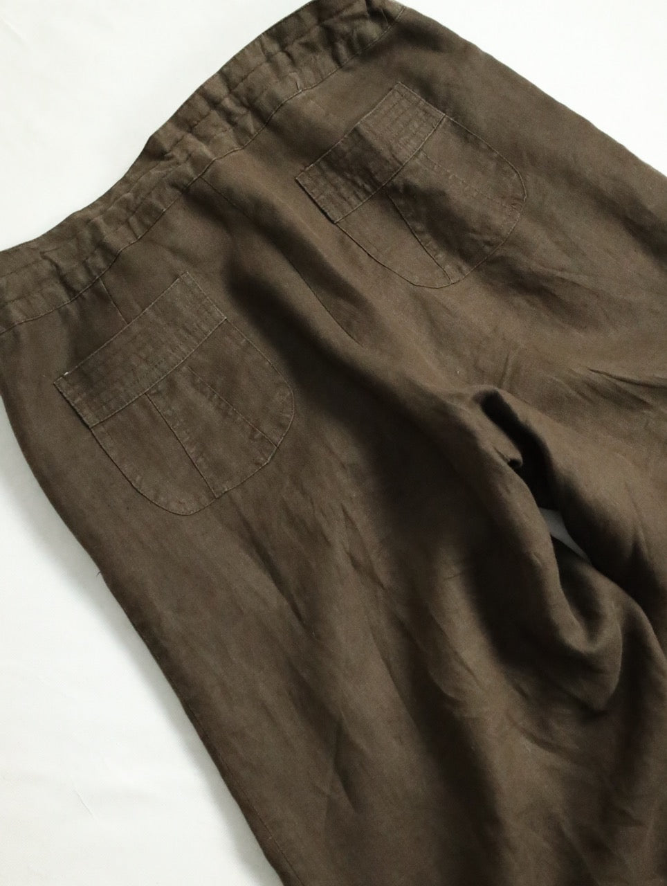 linen drawstring easy pants brown
