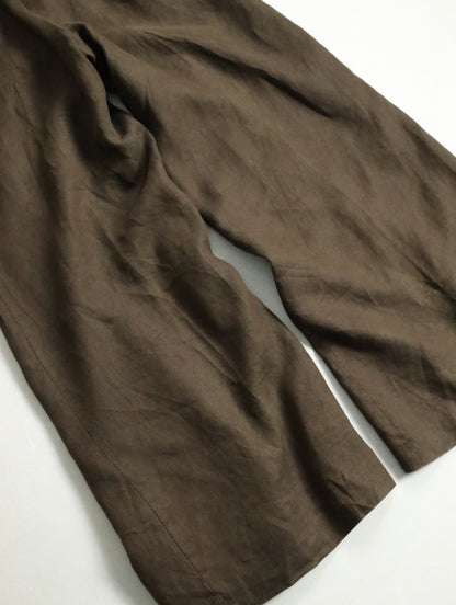 linen drawstring easy pants brown