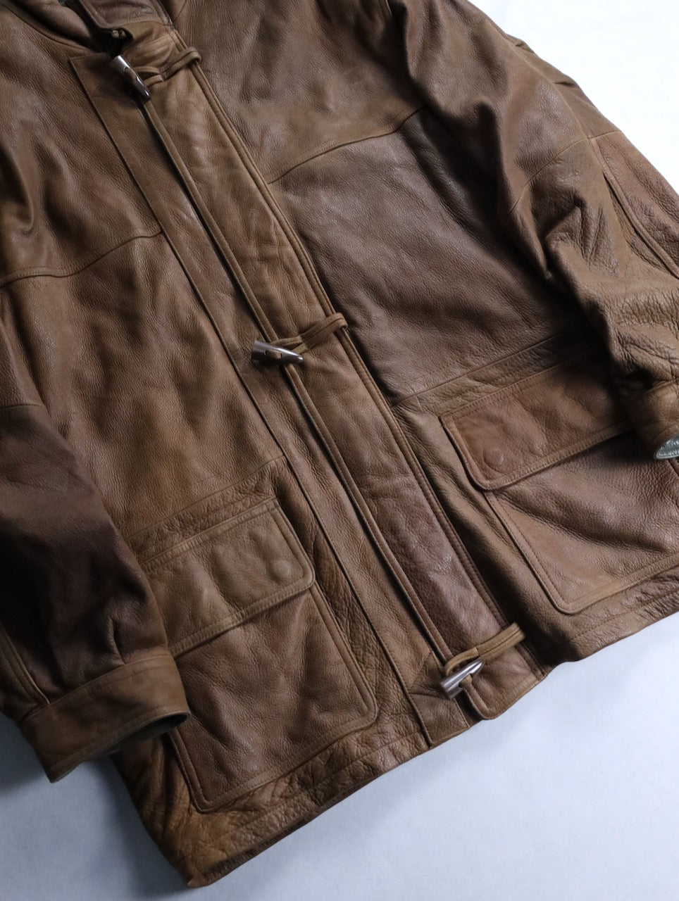 cow leather middle coat brown