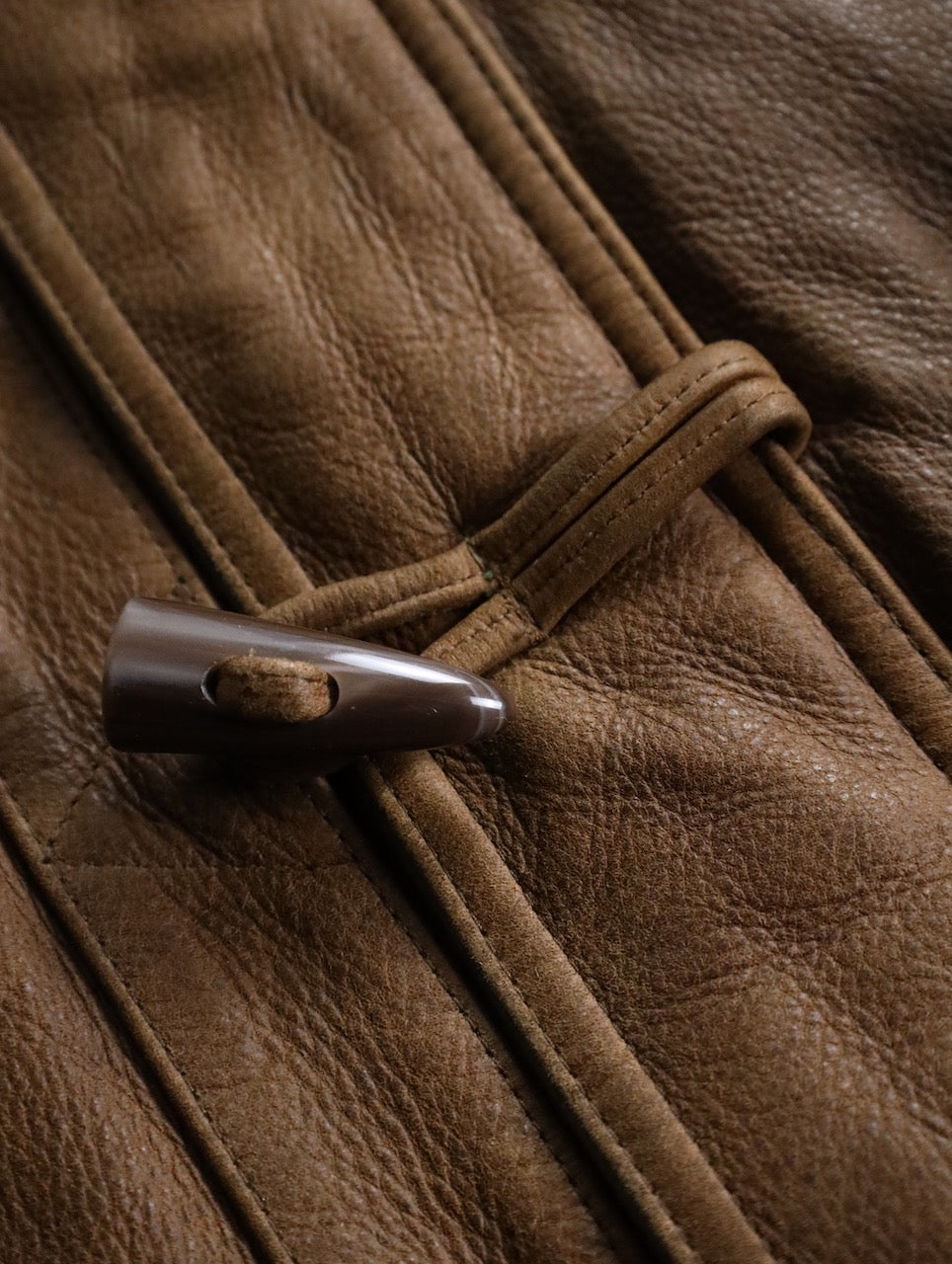 cow leather middle coat brown