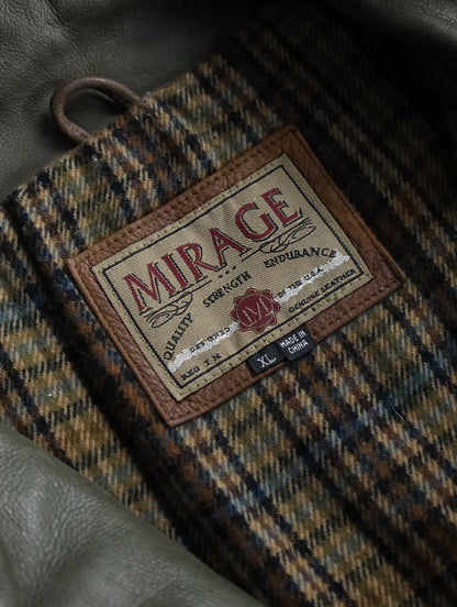 cow leather middle coat brown