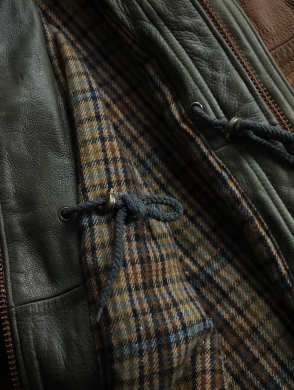 cow leather middle coat brown