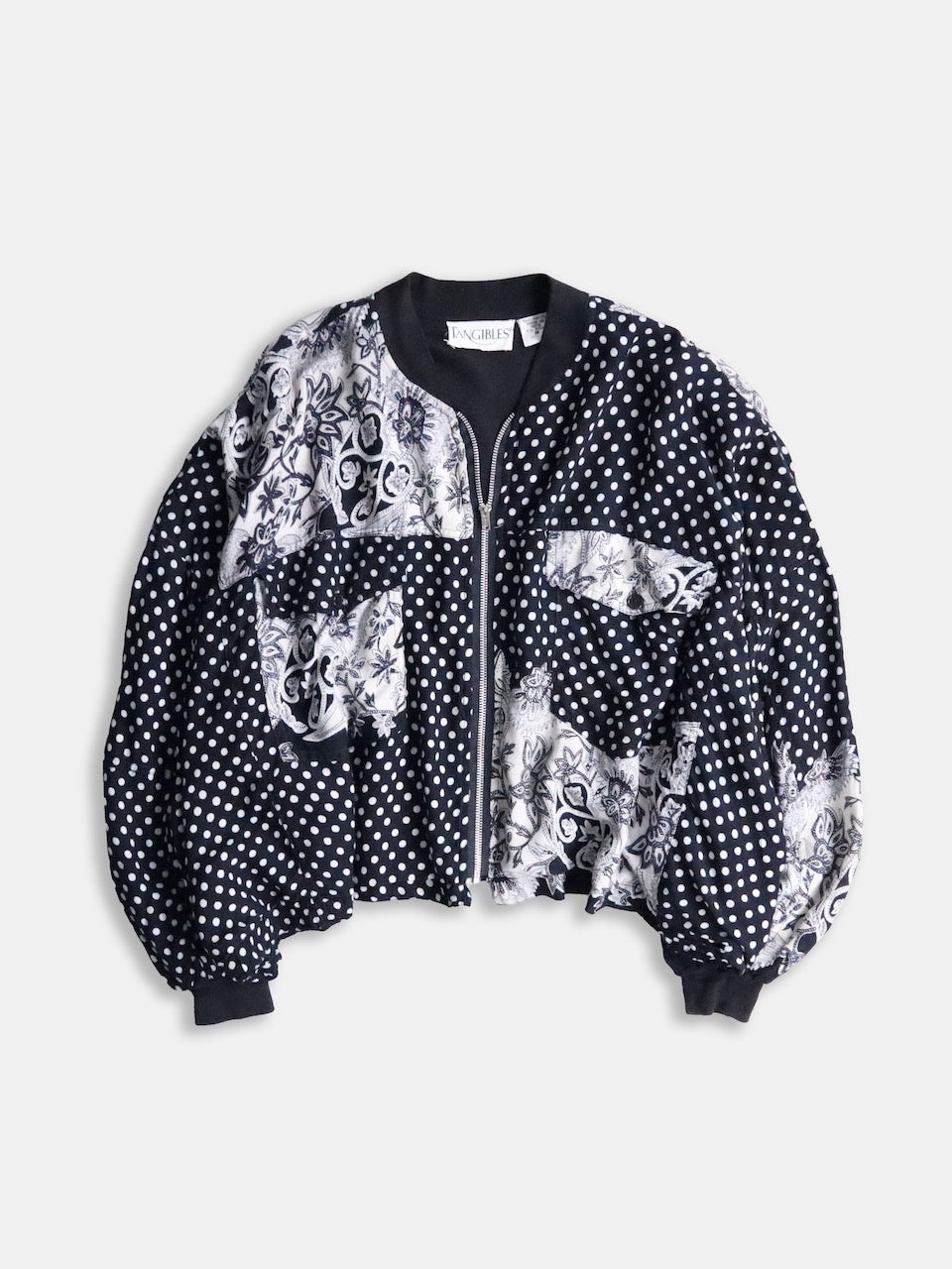 90s patch dolman sleeve dot jacket black-white