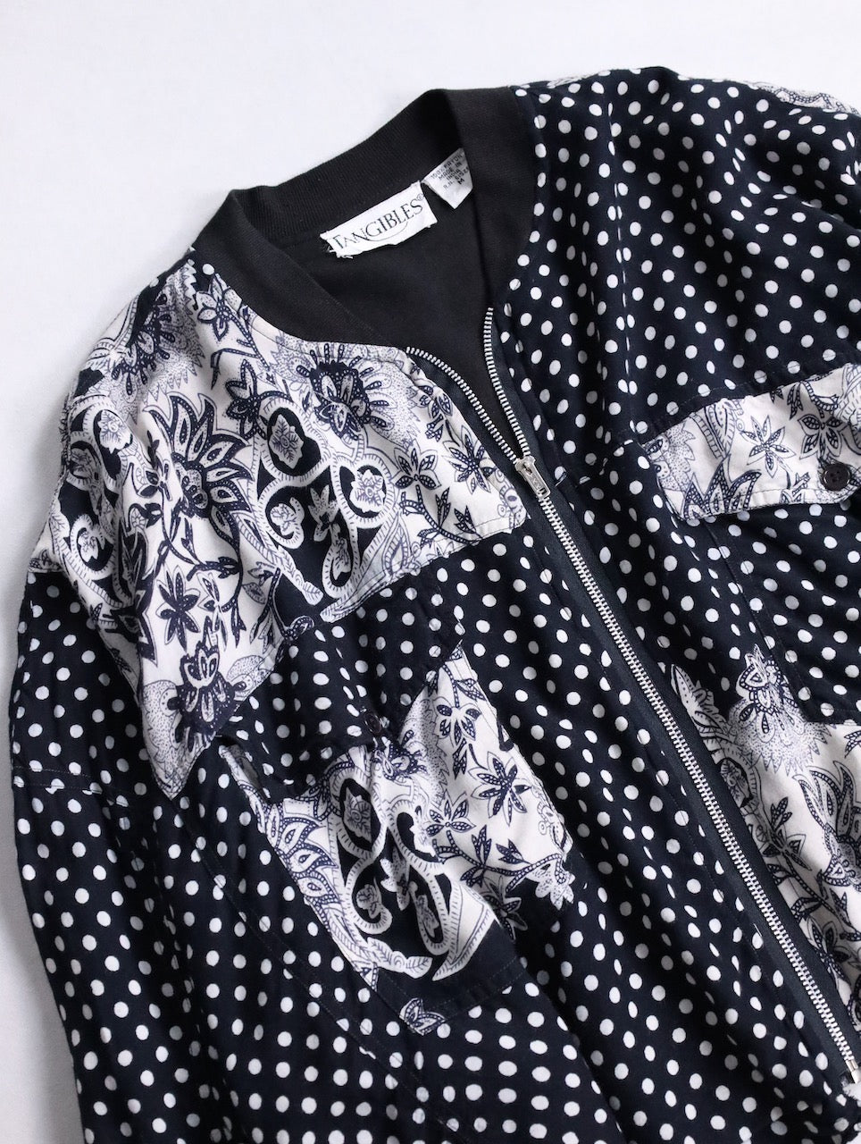 90s patch dolman sleeve dot jacket black-white
