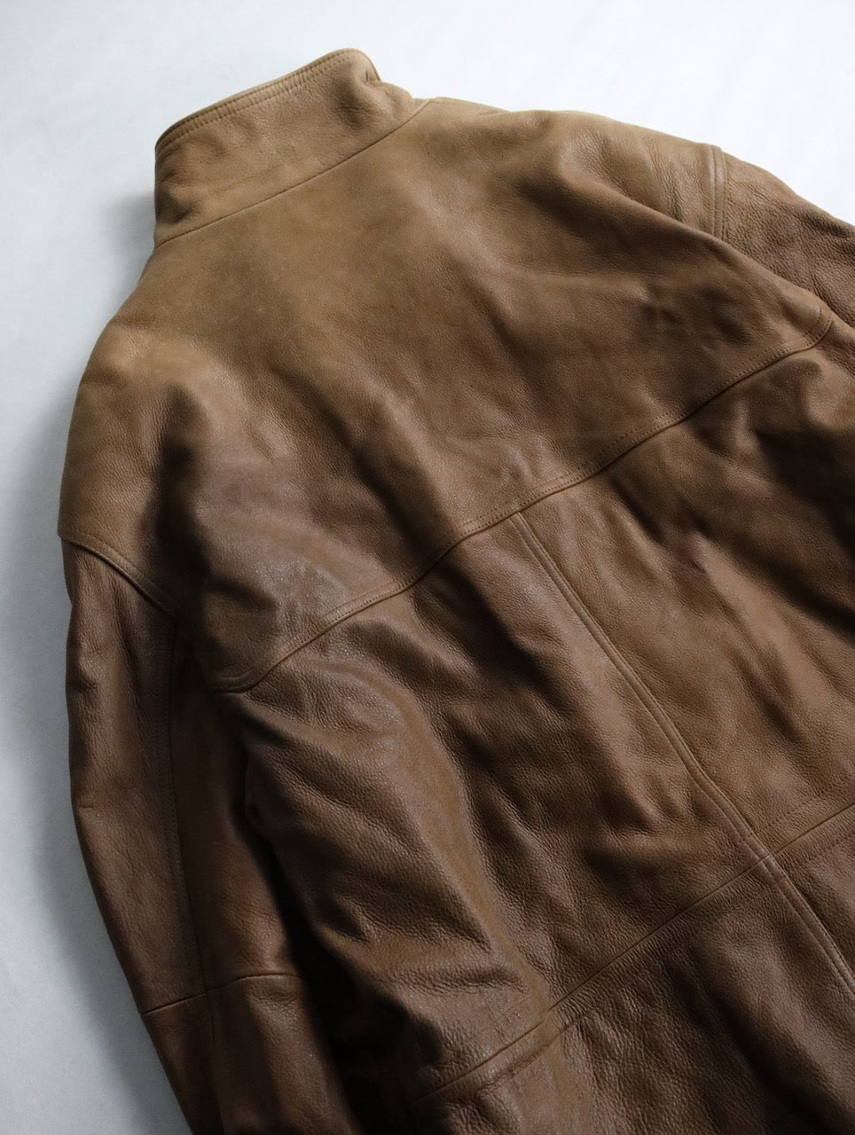 cow leather middle coat brown