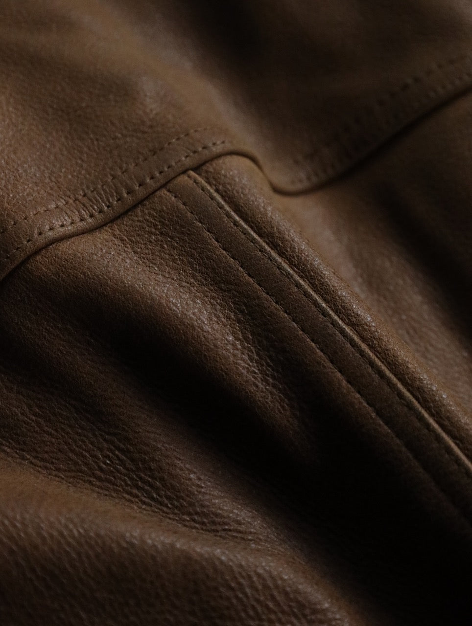 cow leather middle coat brown