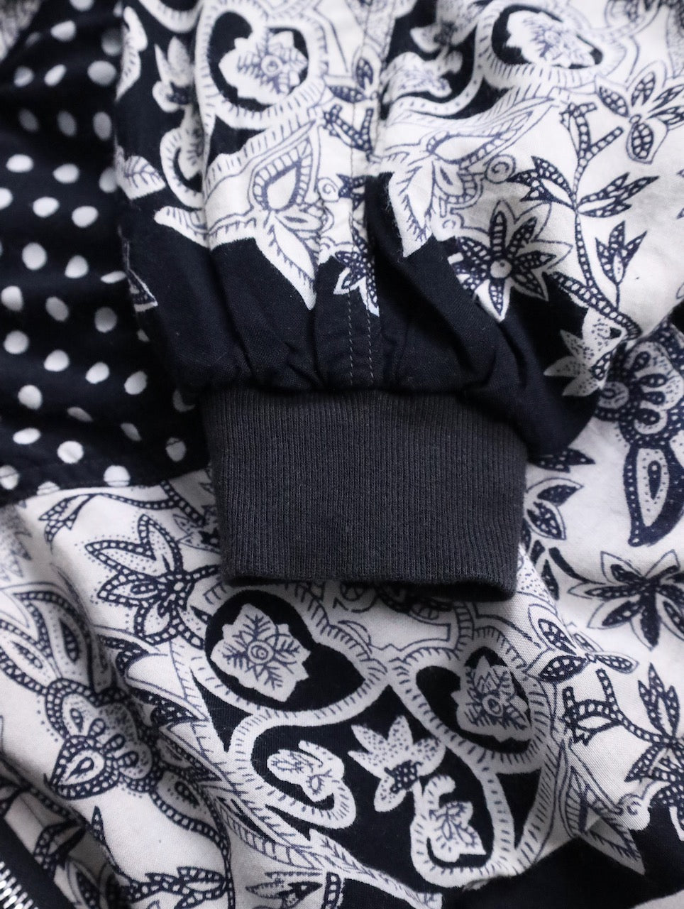 90s patch dolman sleeve dot jacket black-white