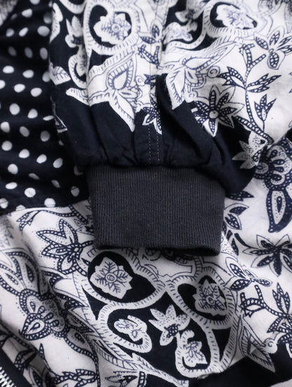 90s patch dolman sleeve dot jacket black-white