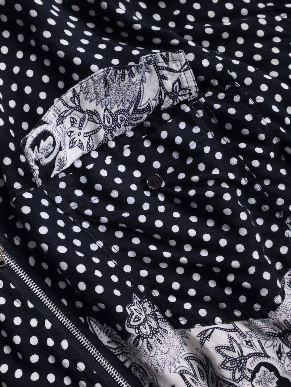 90s patch dolman sleeve dot jacket black-white