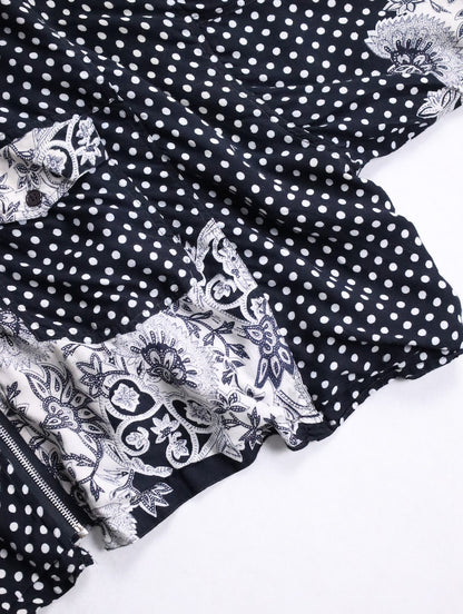 90s patch dolman sleeve dot jacket black-white
