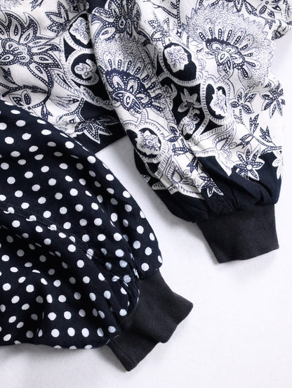 90s patch dolman sleeve dot jacket black-white