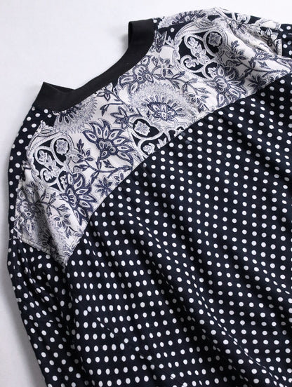 90s patch dolman sleeve dot jacket black-white