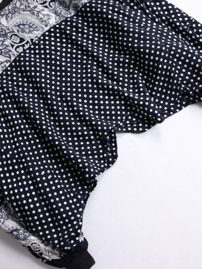 90s patch dolman sleeve dot jacket black-white