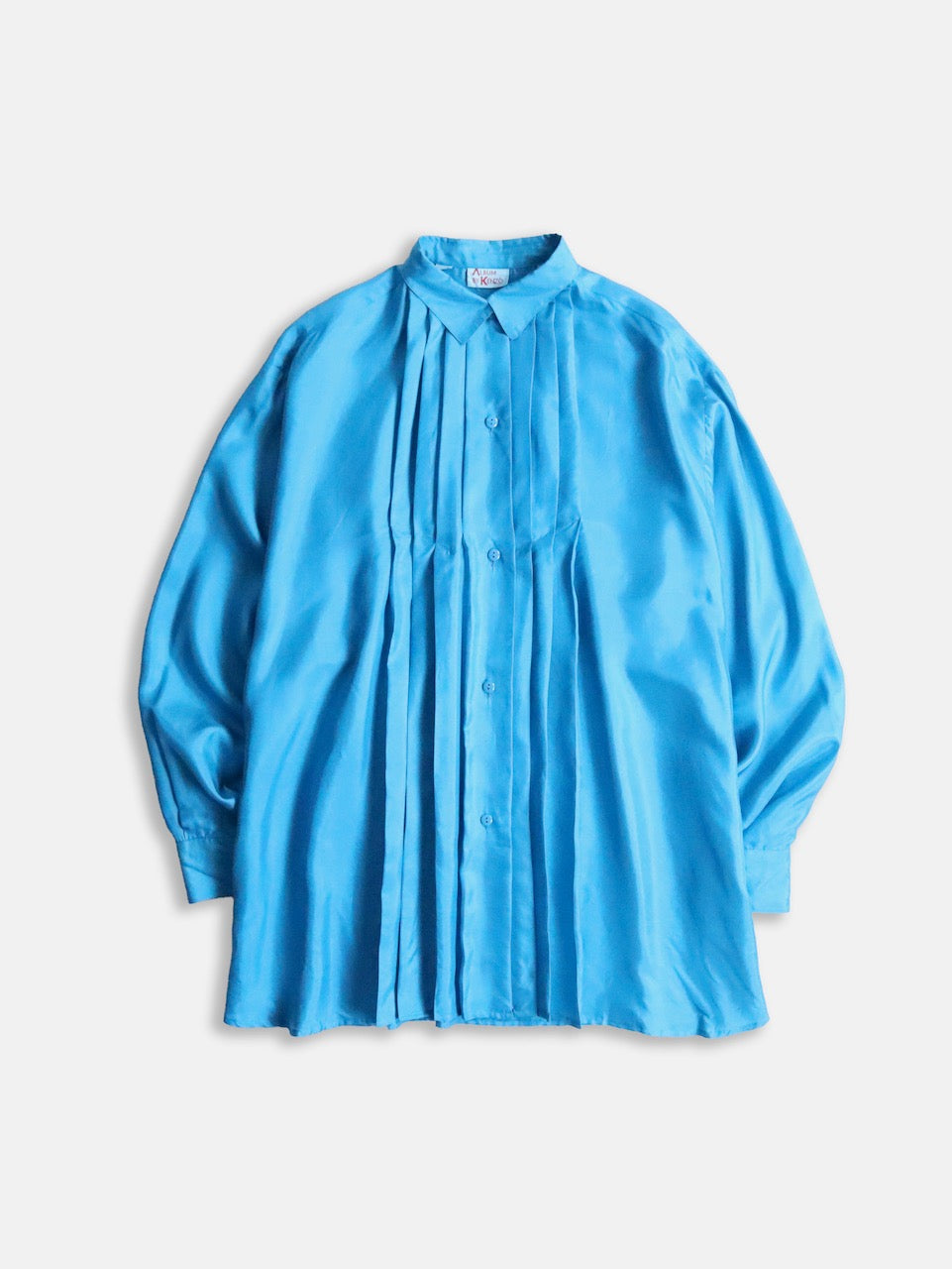 pintuck silk shirt turquoiseblue