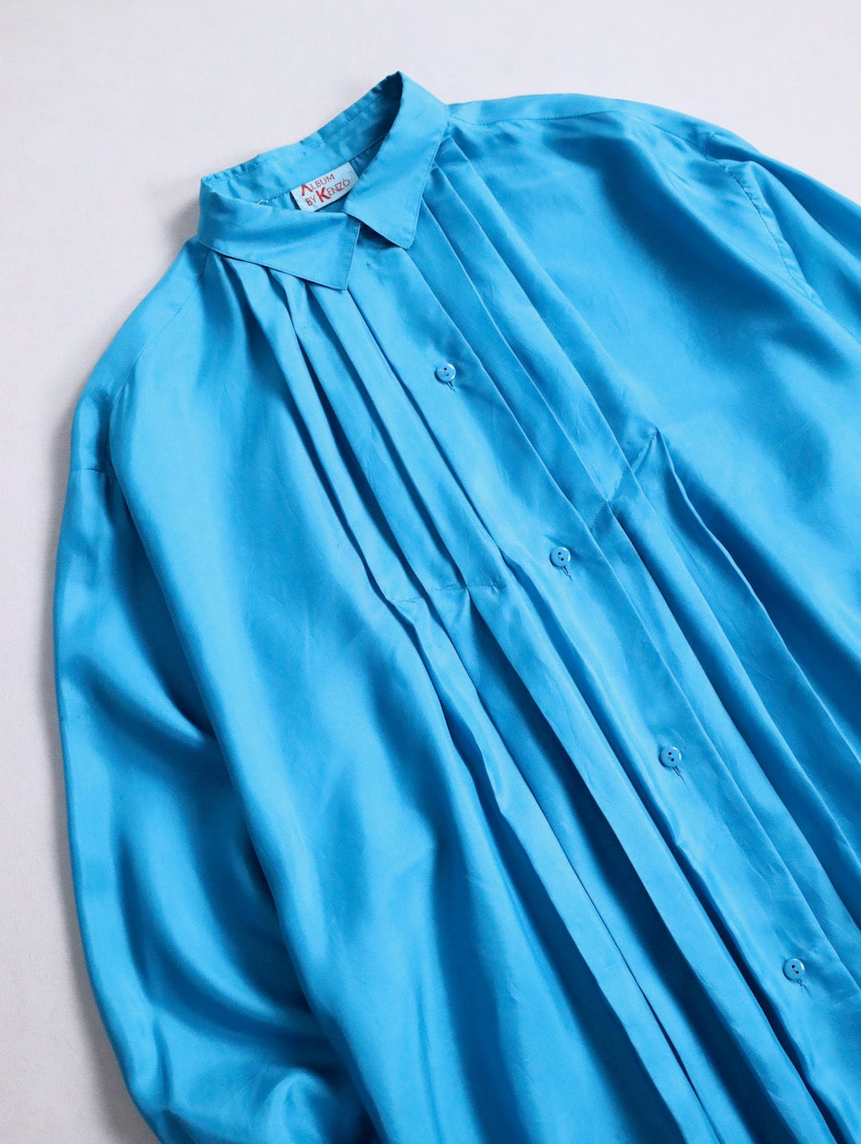 pintuck silk shirt turquoiseblue