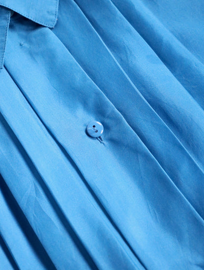 pintuck silk shirt turquoiseblue