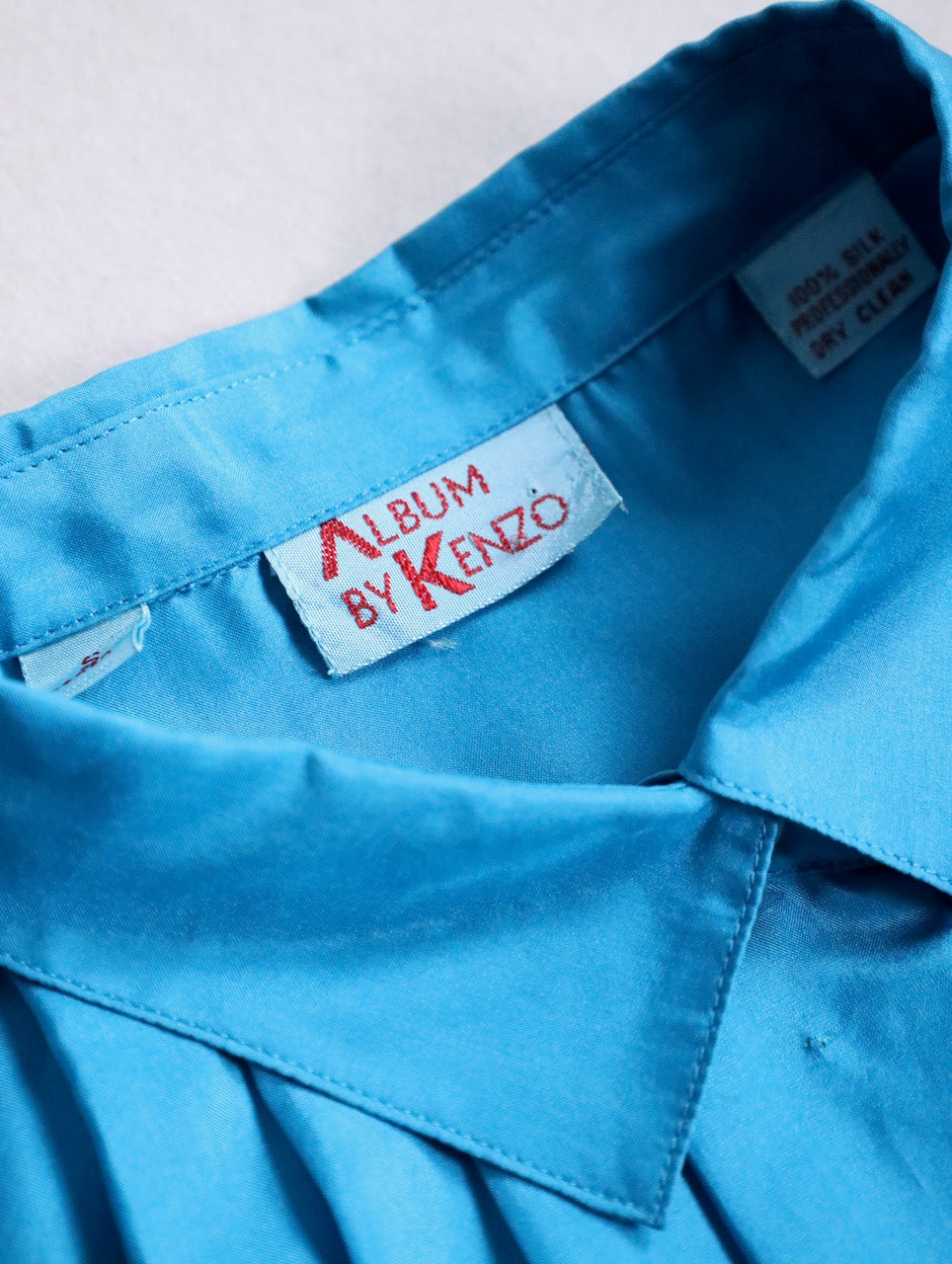 pintuck silk shirt turquoiseblue