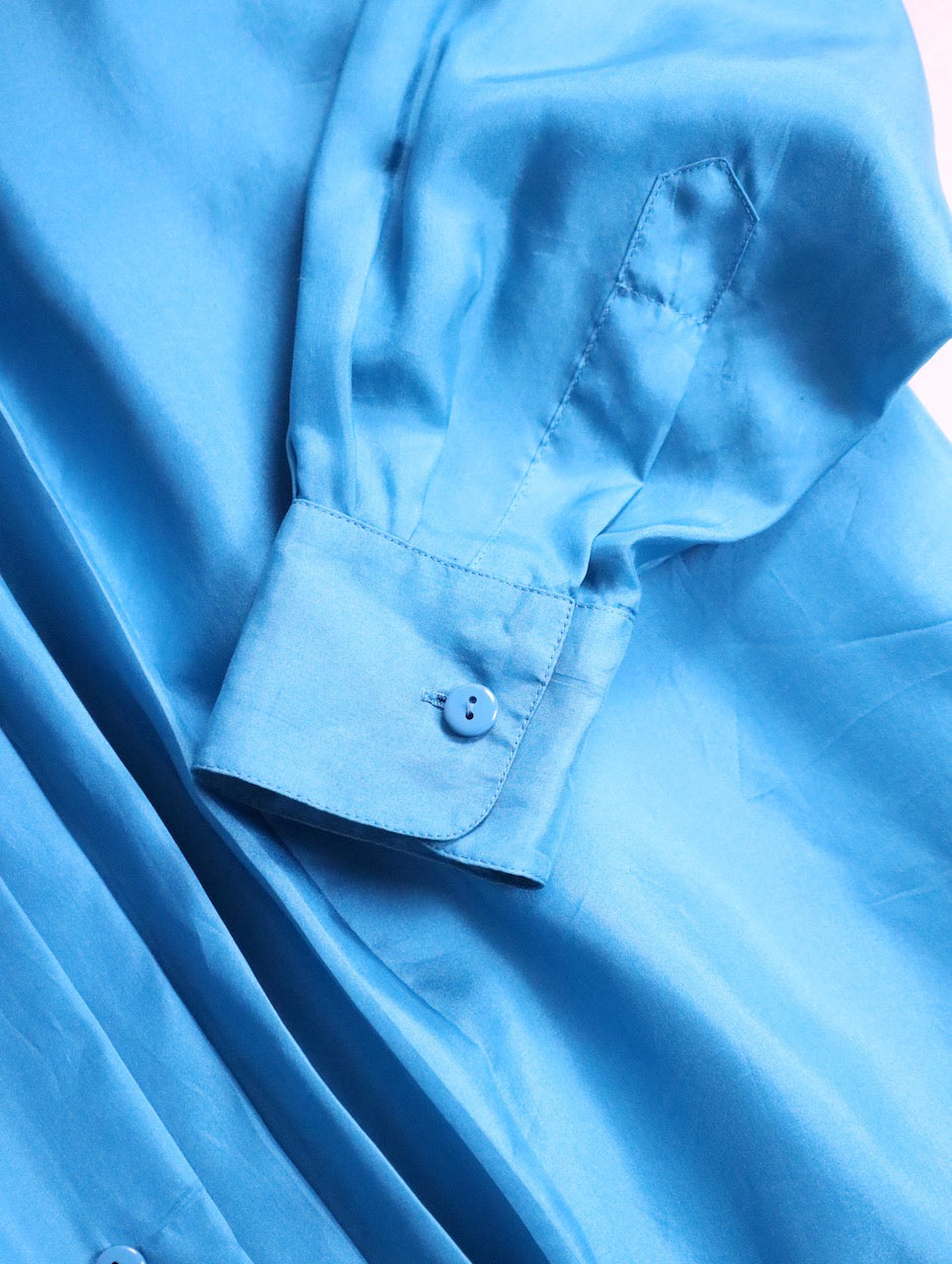 pintuck silk shirt turquoiseblue