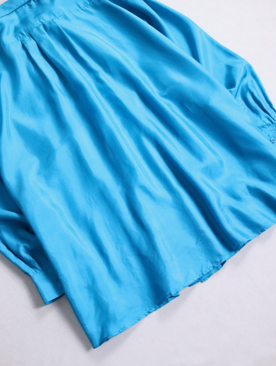 pintuck silk shirt turquoiseblue