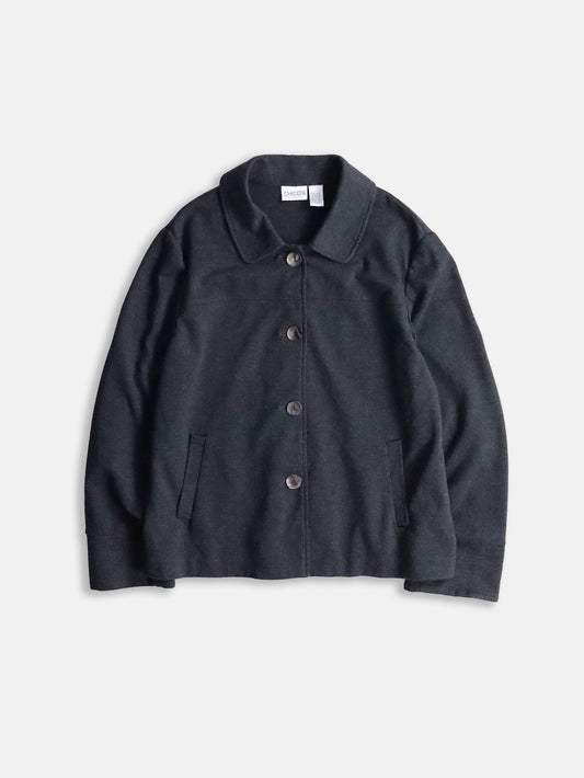 CHICO'S shell button short jacket gray